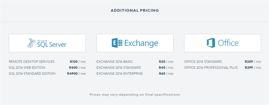 Additional MS Pricing